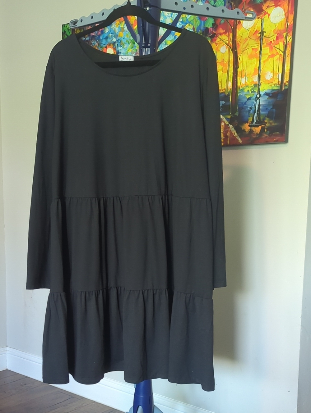 love, Fire Black Tiered Scoop-Neck Long-Sleeve Dress #2